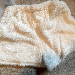 White fuzzy shorts, size 11-12 yr old. shein. Never worn.